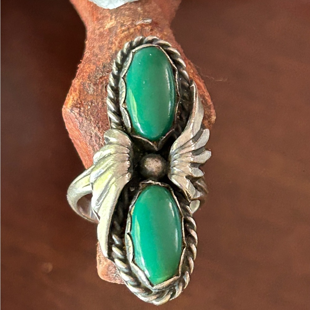 Vintage Navajo American Sterling Silver Turquoise Ring Size 6